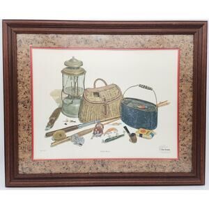"Cabin Fever" C. Don Ensor 1980 Signed Litho Framed Cork Matte Fishing Print